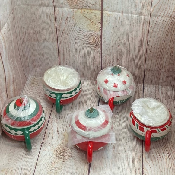 Christmas Ornament Coffee Cup Christmas Tree Shops Set Of 5 - Picture 7 of 11